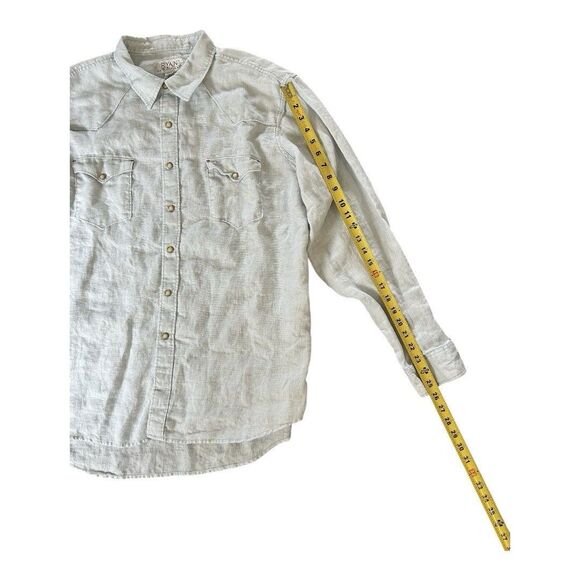 Ryan Michael Shirt Men’s XXL Western Pearl Snap Linen Chambray Blue Whipstitch - Picture 3 of 9